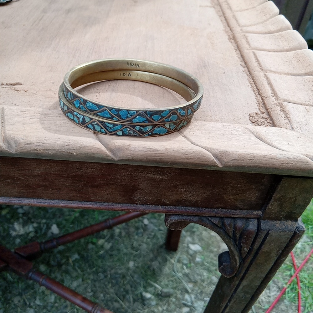 Turquoise brass bracelet vintage